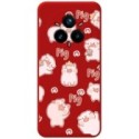 Funda Silicona Líquida Roja para Realme 14 Pro 5G diseño Cerdos Dibujos