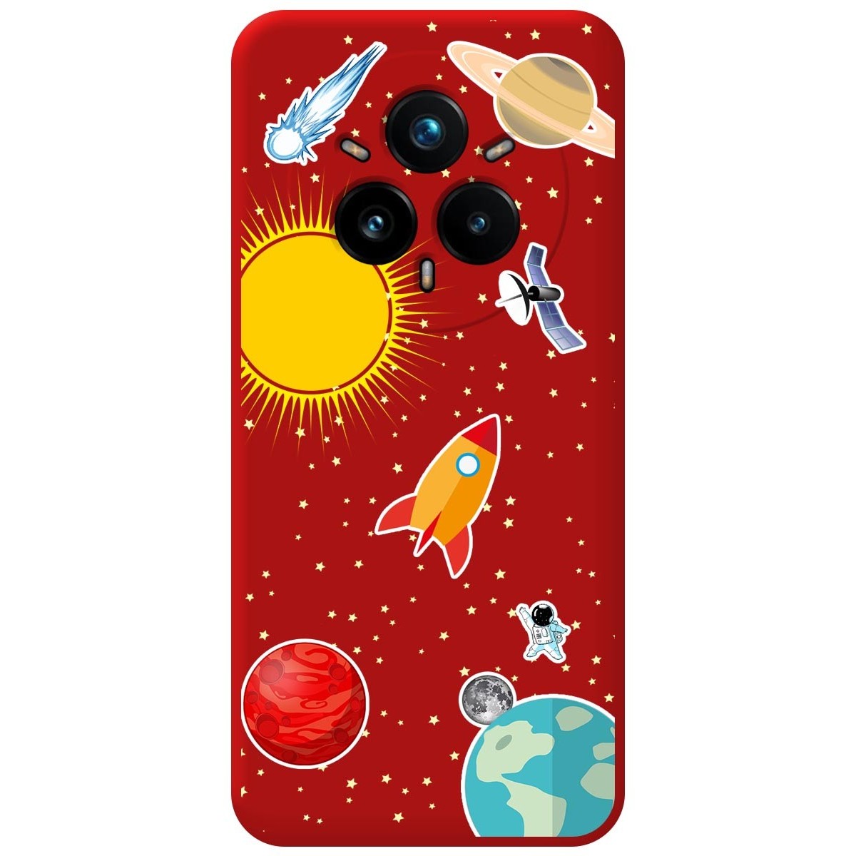 Funda Silicona Líquida Roja para Realme 14 Pro 5G diseño Espacio Dibujos