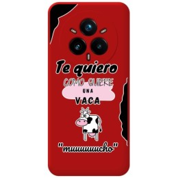 Funda Silicona Líquida Roja para Realme 14 Pro 5G diseño Vaca Dibujos