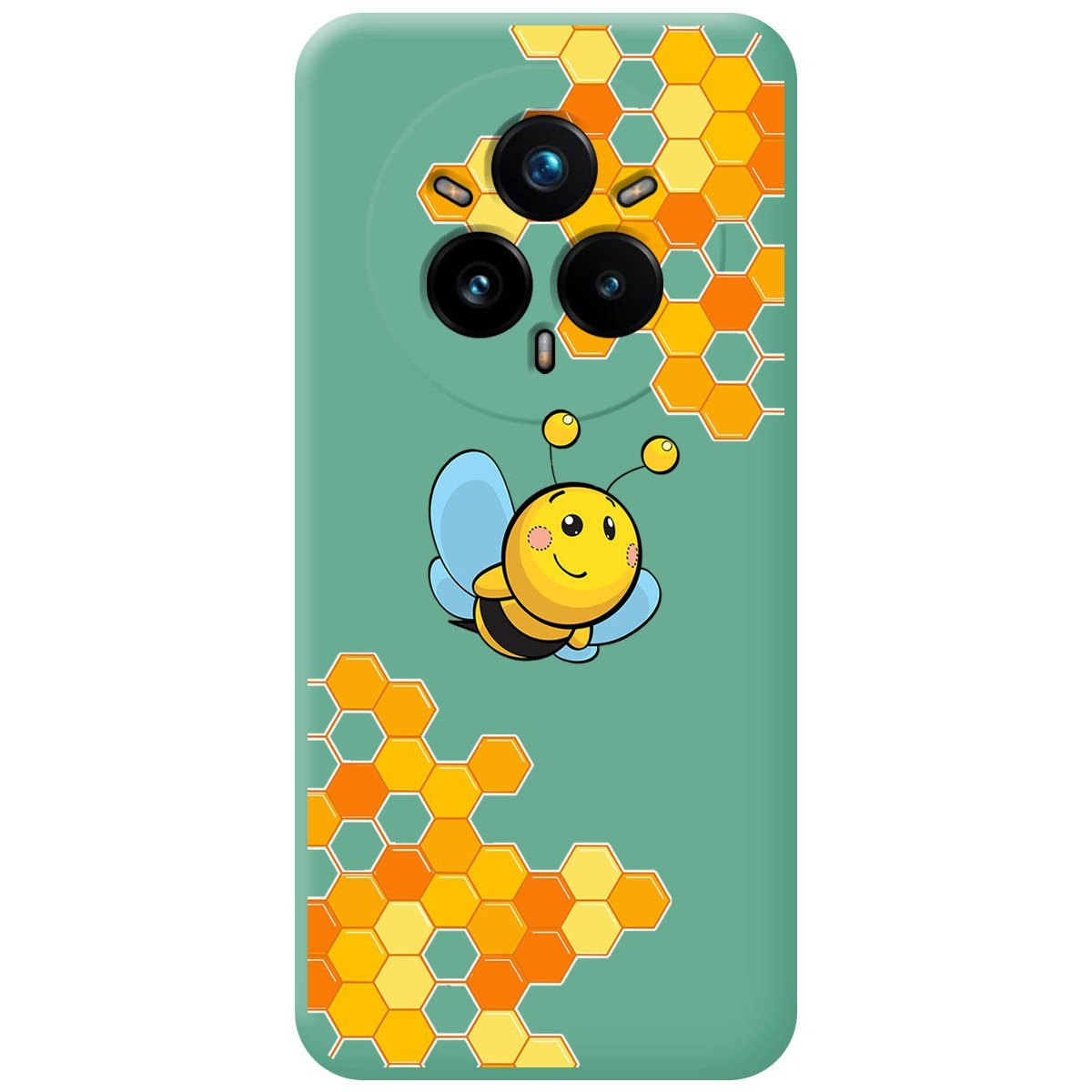 Funda Silicona Líquida Verde para Realme 14 Pro 5G diseño Abeja Dibujos