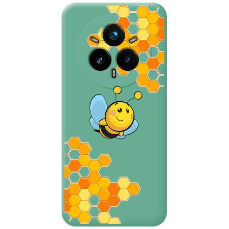 Funda Silicona Líquida Verde para Realme 14 Pro 5G diseño Abeja Dibujos
