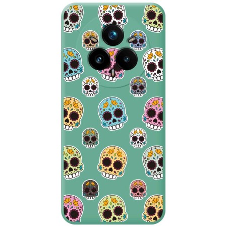 Funda Silicona Líquida Verde para Realme 14 Pro 5G diseño Catrina Dibujos