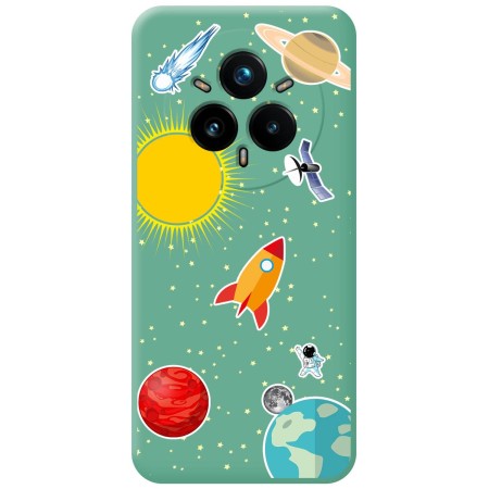Funda Silicona Líquida Verde para Realme 14 Pro 5G diseño Espacio Dibujos