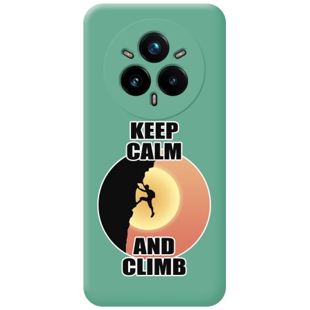 Funda Silicona Líquida Verde para Realme 14 Pro 5G diseño Hombre Escalada Dibujos