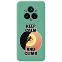 Funda Silicona Líquida Verde para Realme 14 Pro 5G diseño Mujer Escalada Dibujos