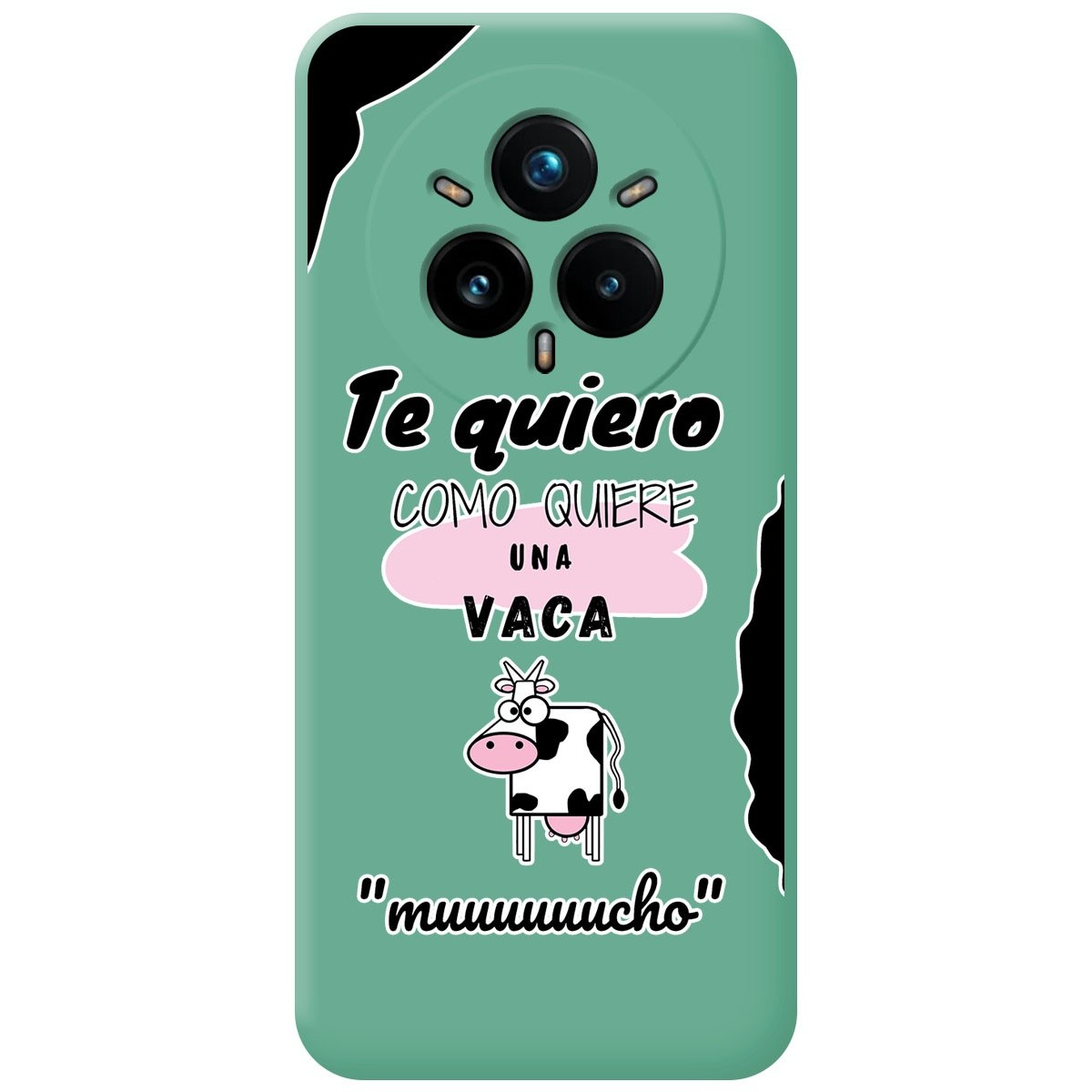 Funda Silicona Líquida Verde para Realme 14 Pro 5G diseño Vaca Dibujos