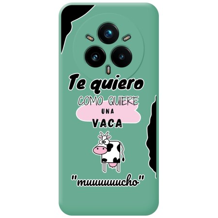 Funda Silicona Líquida Verde para Realme 14 Pro 5G diseño Vaca Dibujos