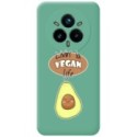 Funda Silicona Líquida Verde para Realme 14 Pro 5G diseño Vegan Life Dibujos
