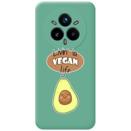 Funda Silicona Líquida Verde para Realme 14 Pro 5G diseño Vegan Life Dibujos