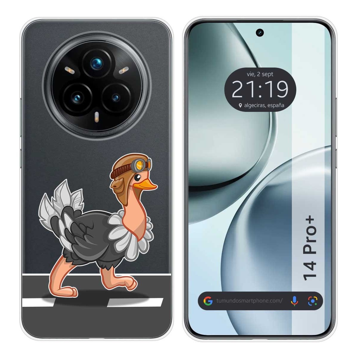 Funda Silicona Transparente para Realme 14 Pro+ Plus 5G diseño Avestruz Dibujos