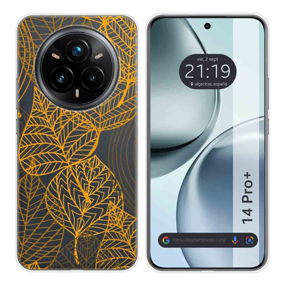 Funda Silicona Transparente para Realme 14 Pro+ Plus 5G diseño Hojas Dibujos