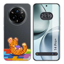 Funda Silicona Transparente para Realme 14 Pro+ Plus 5G diseño Leopardo Dibujos