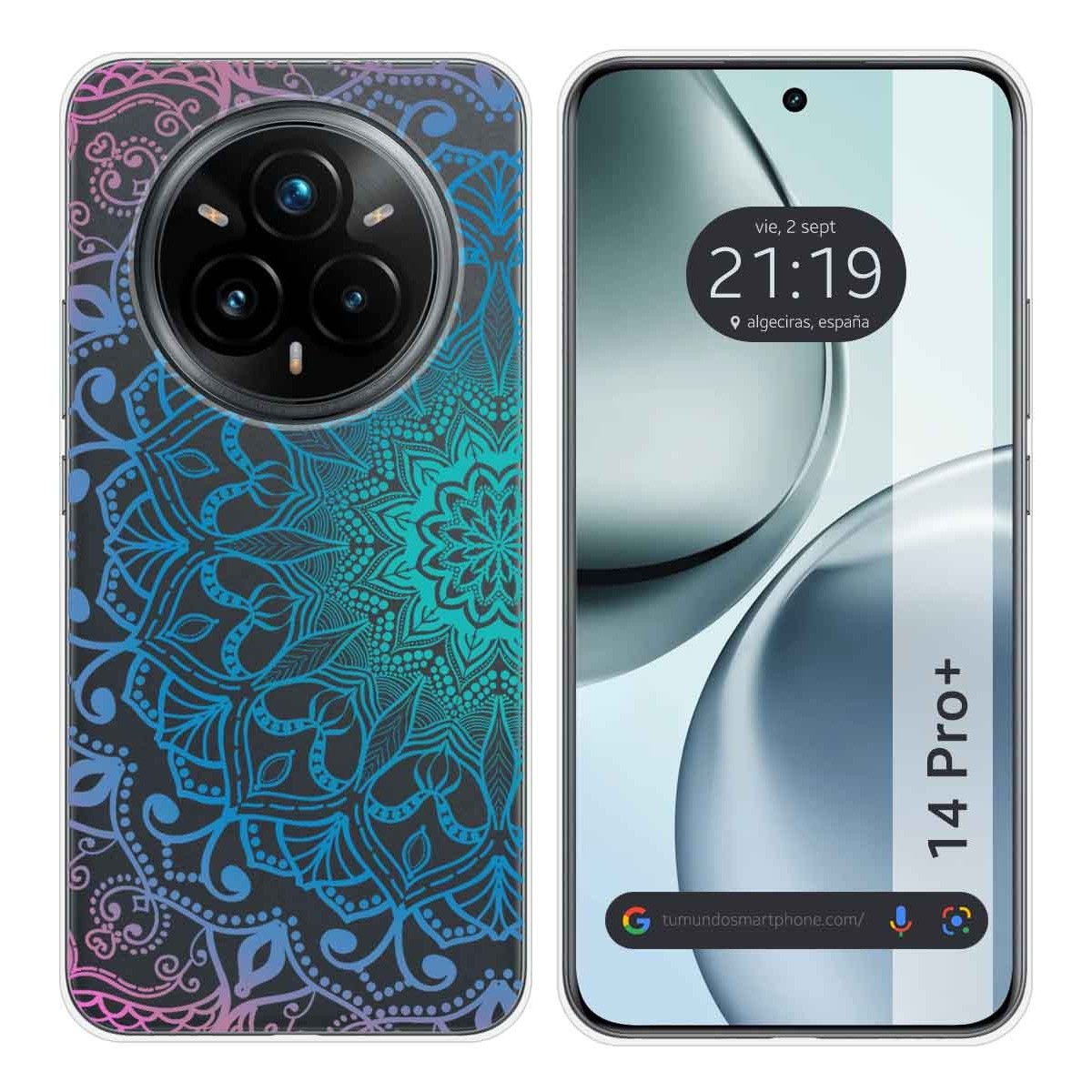 Funda Silicona Transparente para Realme 14 Pro+ Plus 5G diseño Mandala Dibujos