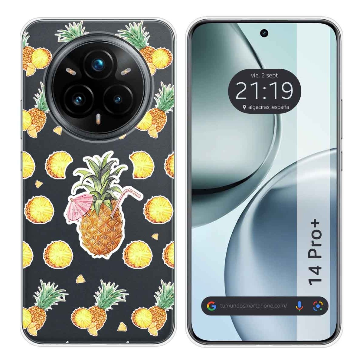 Funda Silicona Transparente para Realme 14 Pro+ Plus 5G diseño Piña Dibujos