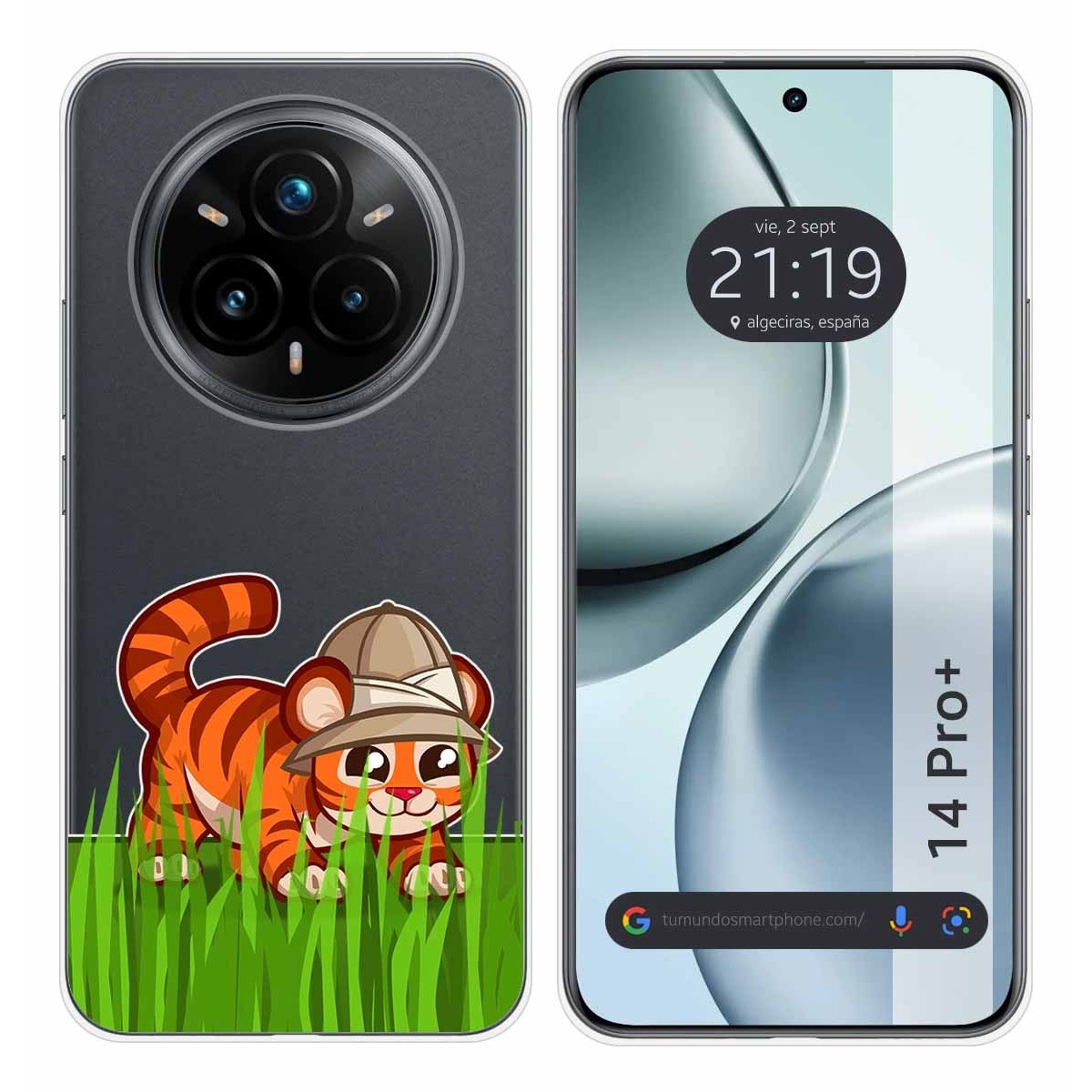 Funda Silicona Transparente para Realme 14 Pro+ Plus 5G diseño Tigre Dibujos