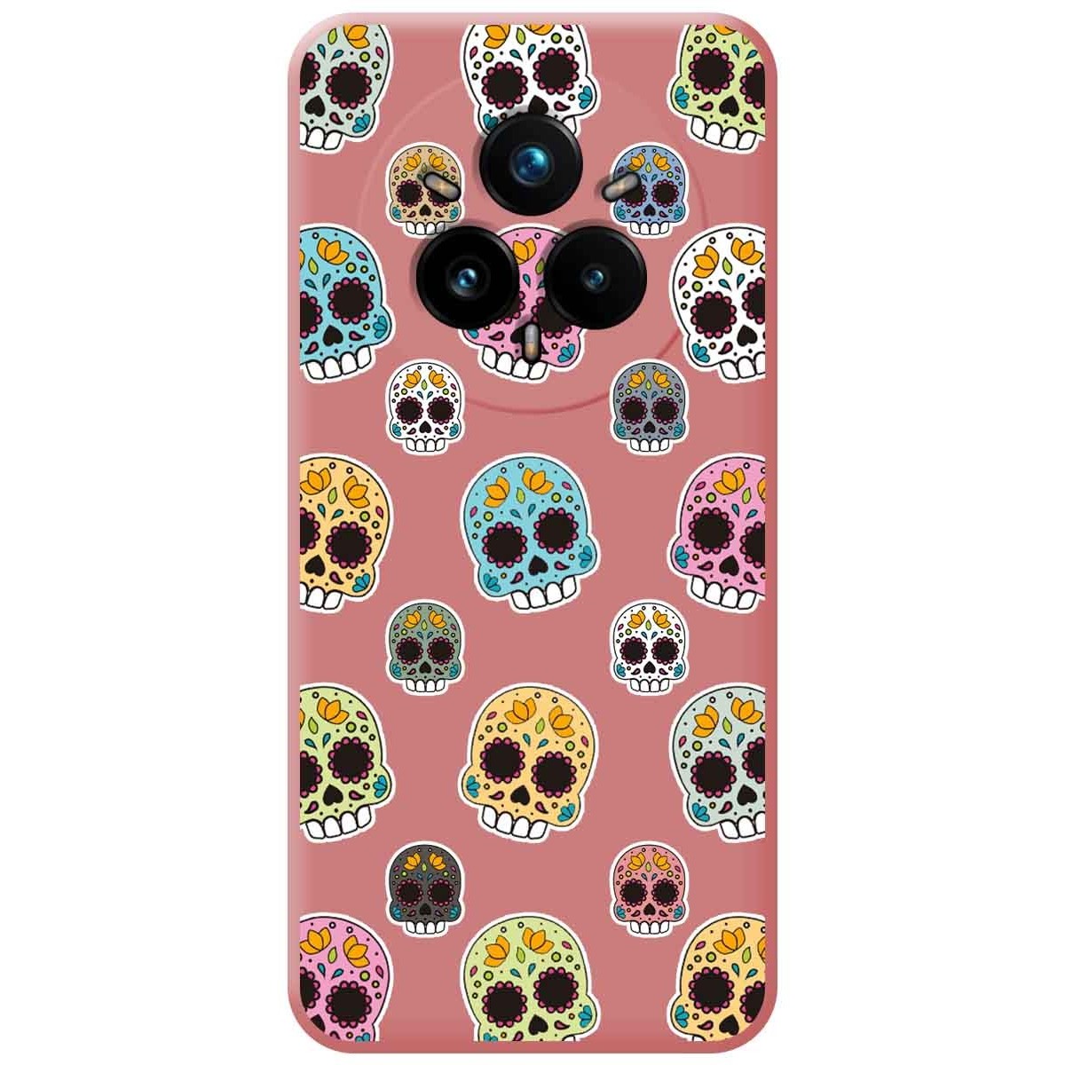 Funda Silicona Líquida Rosa para Realme 14 Pro+ Plus 5G diseño Catrina Dibujos