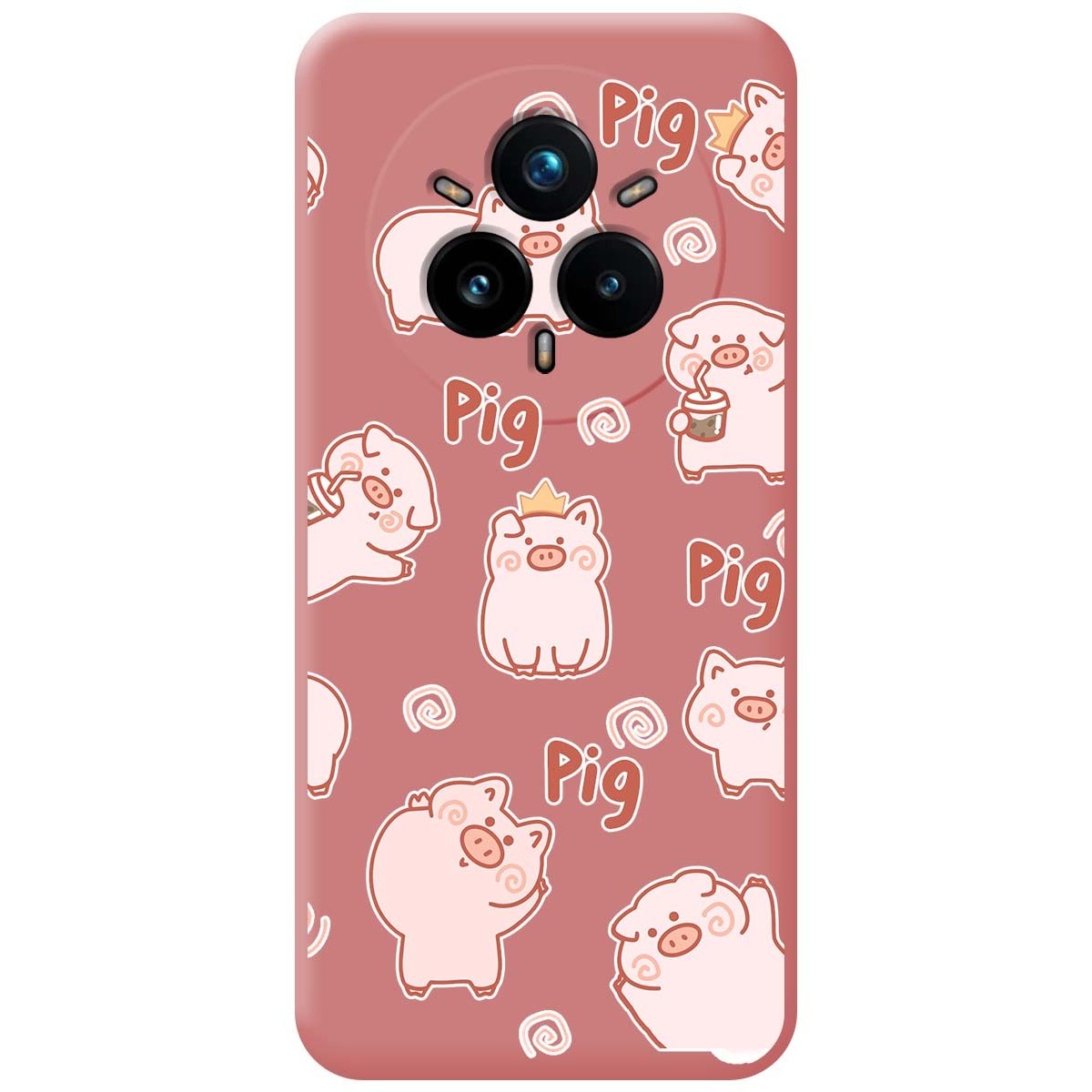 Funda Silicona Líquida Rosa para Realme 14 Pro+ Plus 5G diseño Cerdos Dibujos