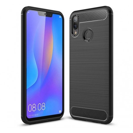 Funda Gel Tpu Tipo Carbon Negra para Huawei P Smart Plus