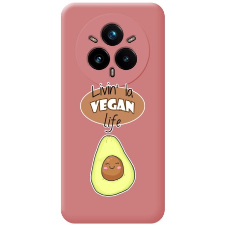 Funda Silicona Líquida Rosa para Realme 14 Pro+ Plus 5G diseño Vegan Life Dibujos