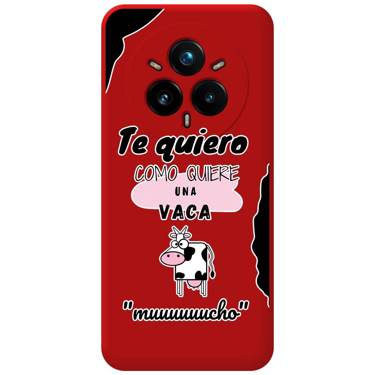 Funda Silicona Líquida Roja para Realme 14 Pro+ Plus 5G diseño Vaca Dibujos