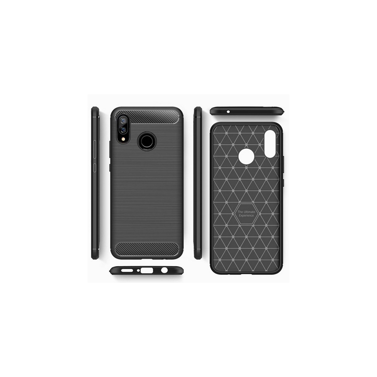 Funda Gel Tpu Tipo Carbon Negra para Huawei P Smart Plus