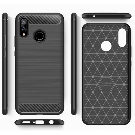 Funda Gel Tpu Tipo Carbon Negra para Huawei P Smart Plus