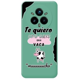 Funda Silicona Líquida Verde para Realme 14 Pro+ Plus 5G diseño Vaca Dibujos