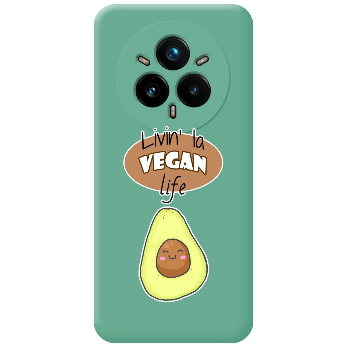 Funda Silicona Líquida Verde para Realme 14 Pro+ Plus 5G diseño Vegan Life Dibujos
