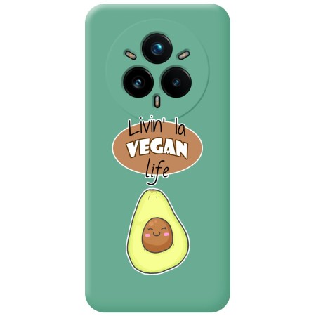 Funda Silicona Líquida Verde para Realme 14 Pro+ Plus 5G diseño Vegan Life Dibujos