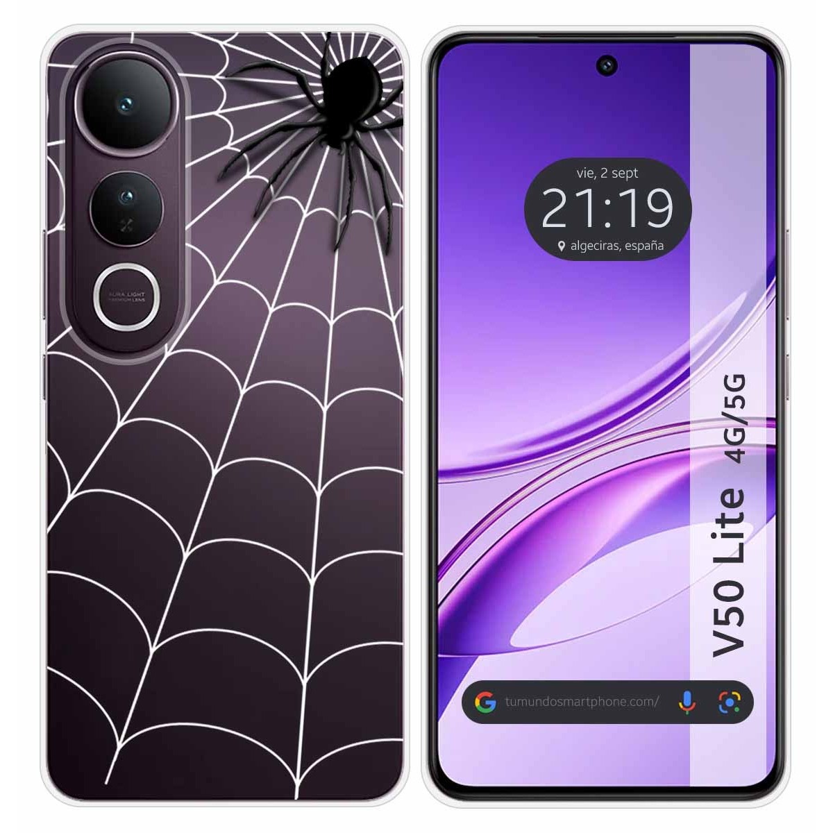 Funda Silicona Transparente para Vivo V50 Lite 4G / 5G diseño Araña Dibujos