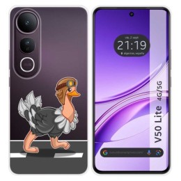 Funda Silicona Transparente para Vivo V50 Lite 4G / 5G diseño Avestruz Dibujos