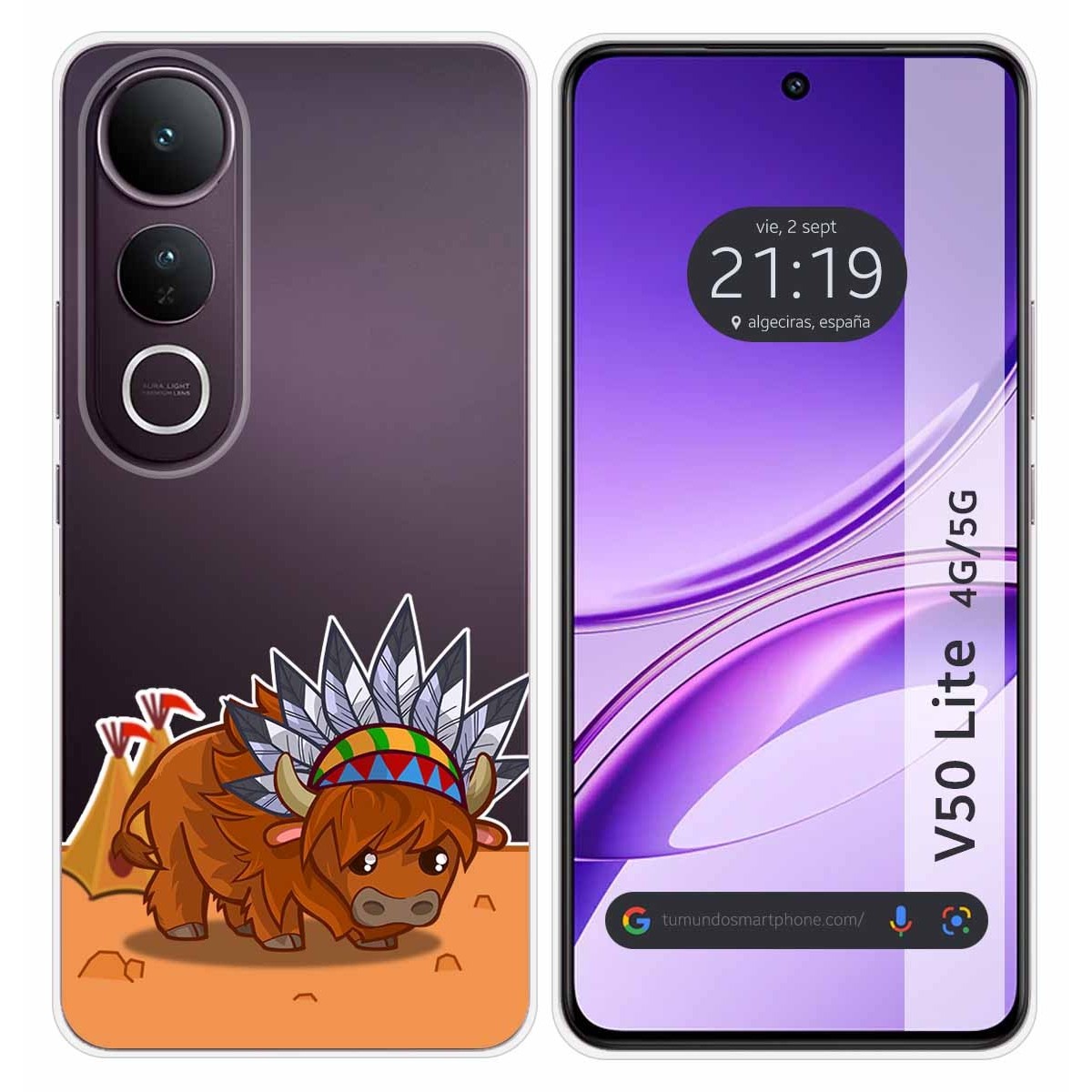 Funda Silicona Transparente para Vivo V50 Lite 4G / 5G diseño Bufalo Dibujos