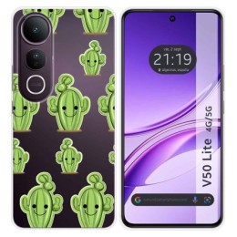 Funda Silicona Transparente para Vivo V50 Lite 4G / 5G diseño Cactus Dibujos