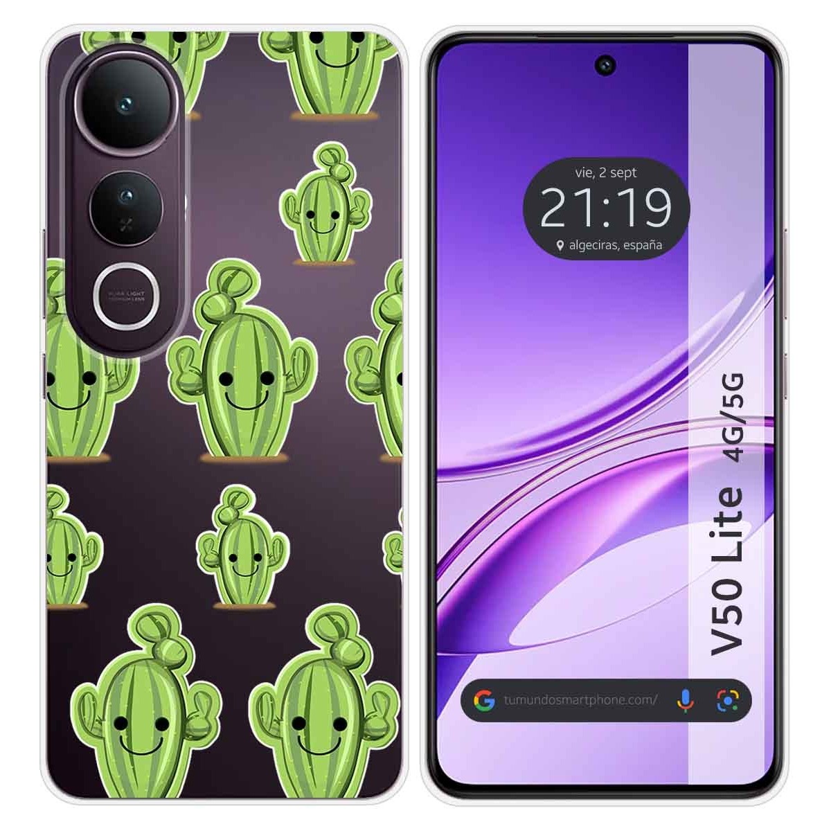 Funda Silicona Transparente para Vivo V50 Lite 4G / 5G diseño Cactus Dibujos