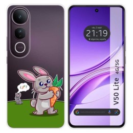 Funda Silicona Transparente para Vivo V50 Lite 4G / 5G diseño Conejo Dibujos