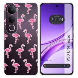 Funda Silicona Transparente para Vivo V50 Lite 4G / 5G diseño Flamenco Dibujos
