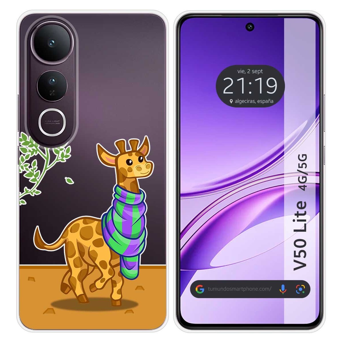 Funda Silicona Transparente para Vivo V50 Lite 4G / 5G diseño Jirafa Dibujos