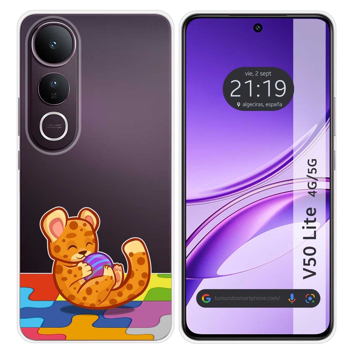 Funda Silicona Transparente para Vivo V50 Lite 4G / 5G diseño Leopardo Dibujos