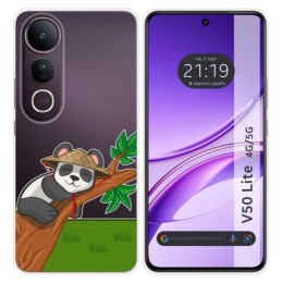 Funda Silicona Transparente para Vivo V50 Lite 4G / 5G diseño Panda Dibujos