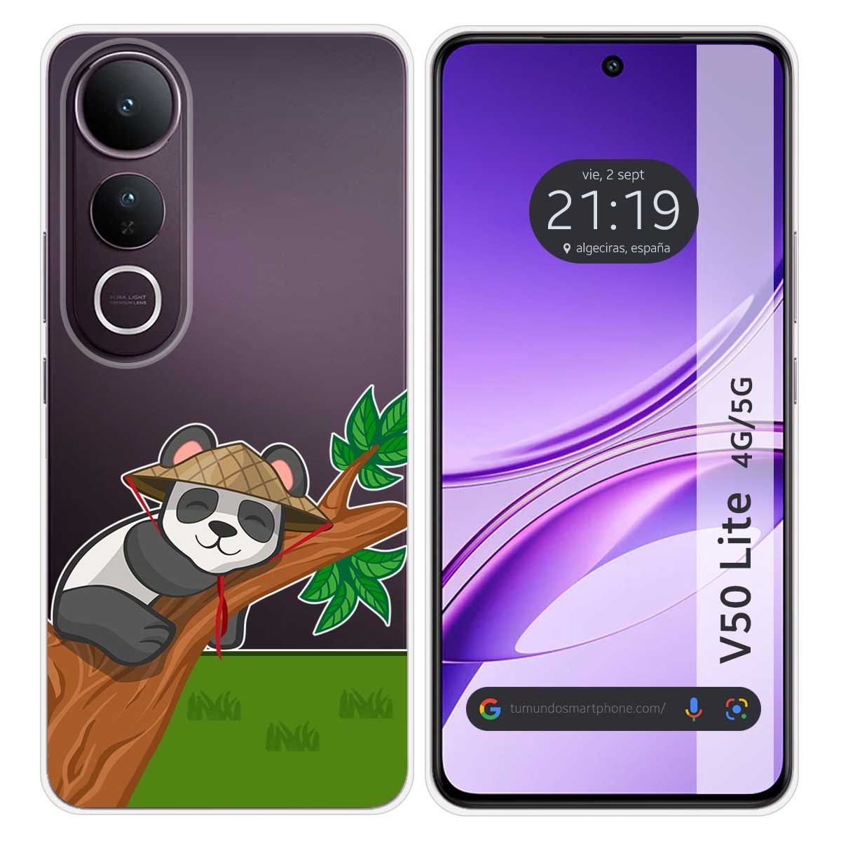 Funda Silicona Transparente para Vivo V50 Lite 4G / 5G diseño Panda Dibujos