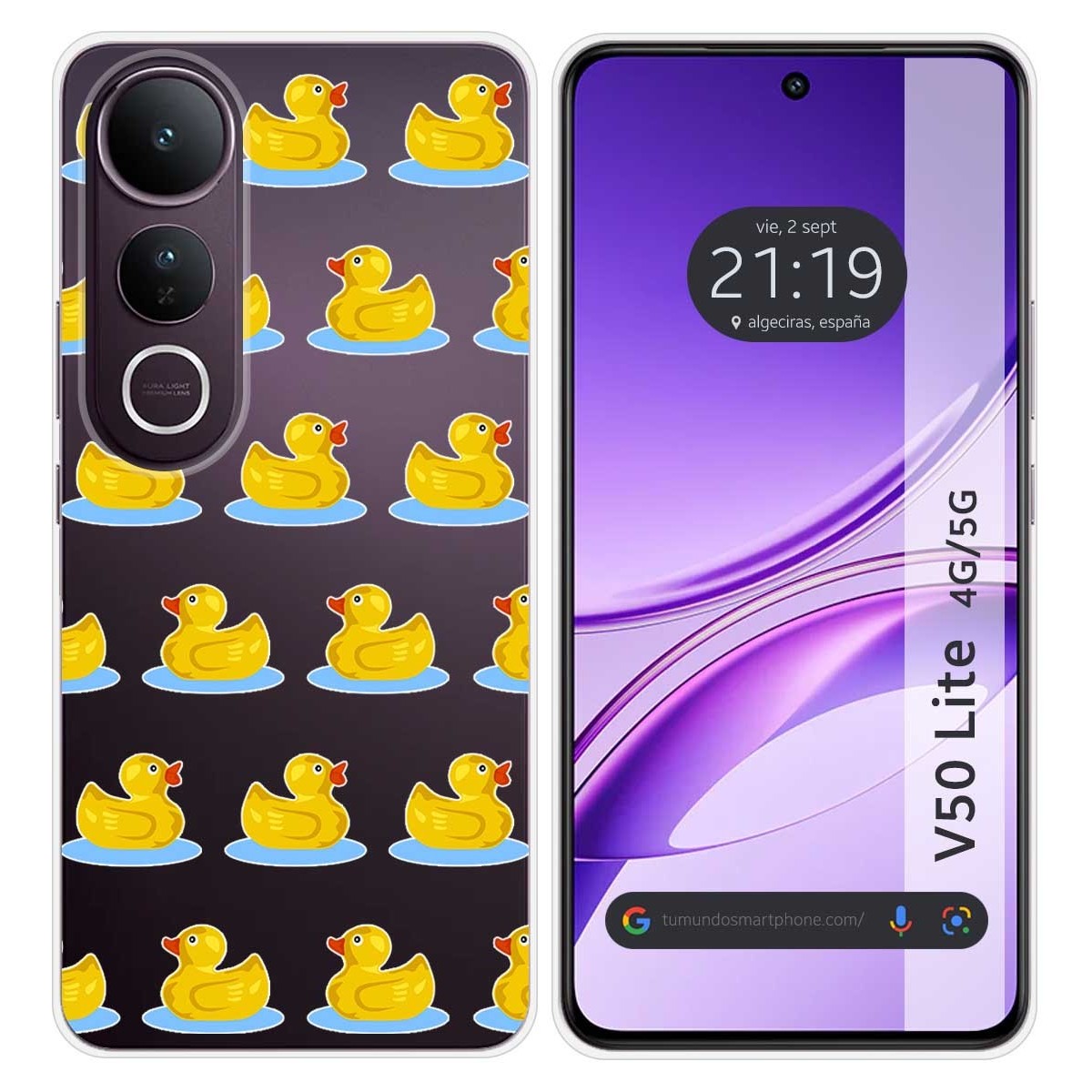 Funda Silicona Transparente para Vivo V50 Lite 4G / 5G diseño Pato Dibujos