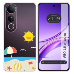 Funda Silicona Transparente para Vivo V50 Lite 4G / 5G diseño Playa Dibujos