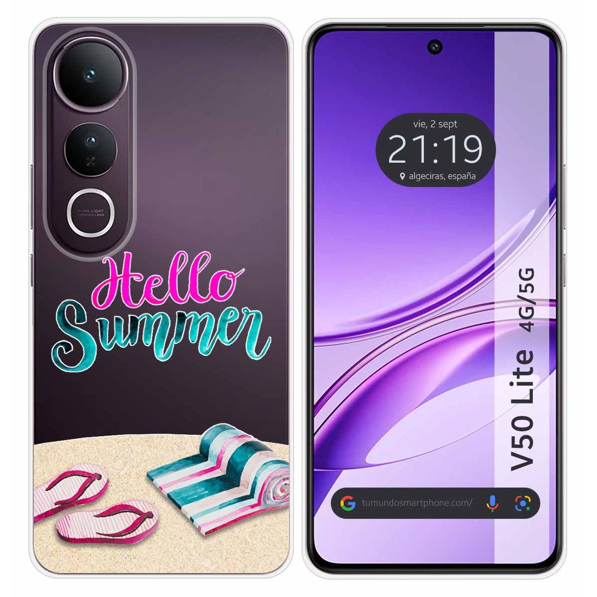 Funda Silicona Transparente para Vivo V50 Lite 4G / 5G diseño Summer Dibujos