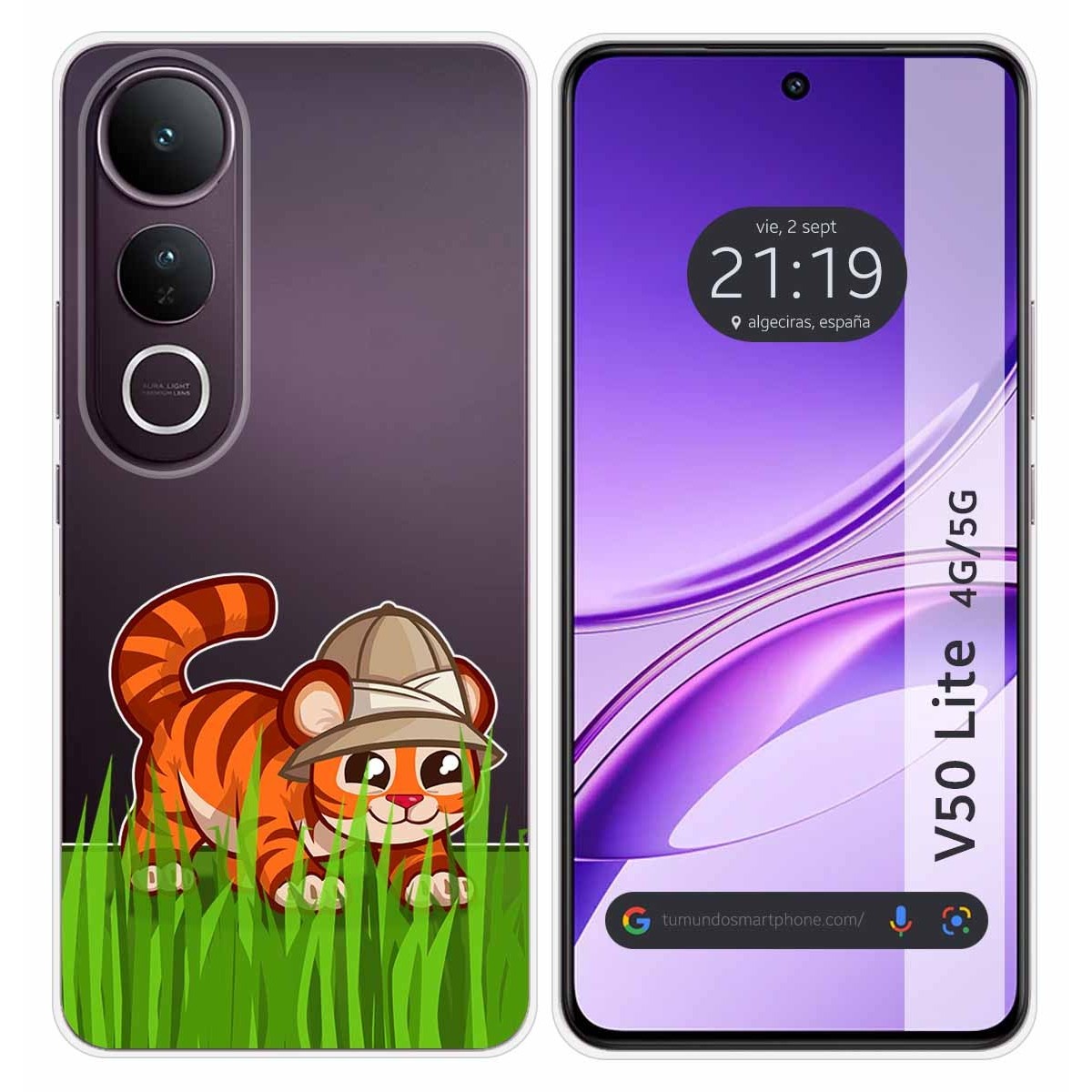 Funda Silicona Transparente para Vivo V50 Lite 4G / 5G diseño Tigre Dibujos