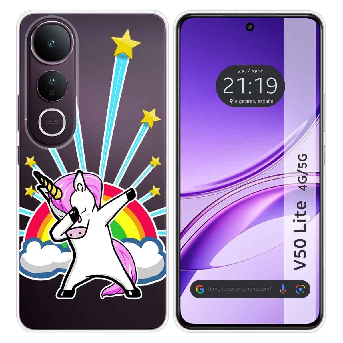Funda Silicona Transparente para Vivo V50 Lite 4G / 5G diseño Unicornio Dibujos