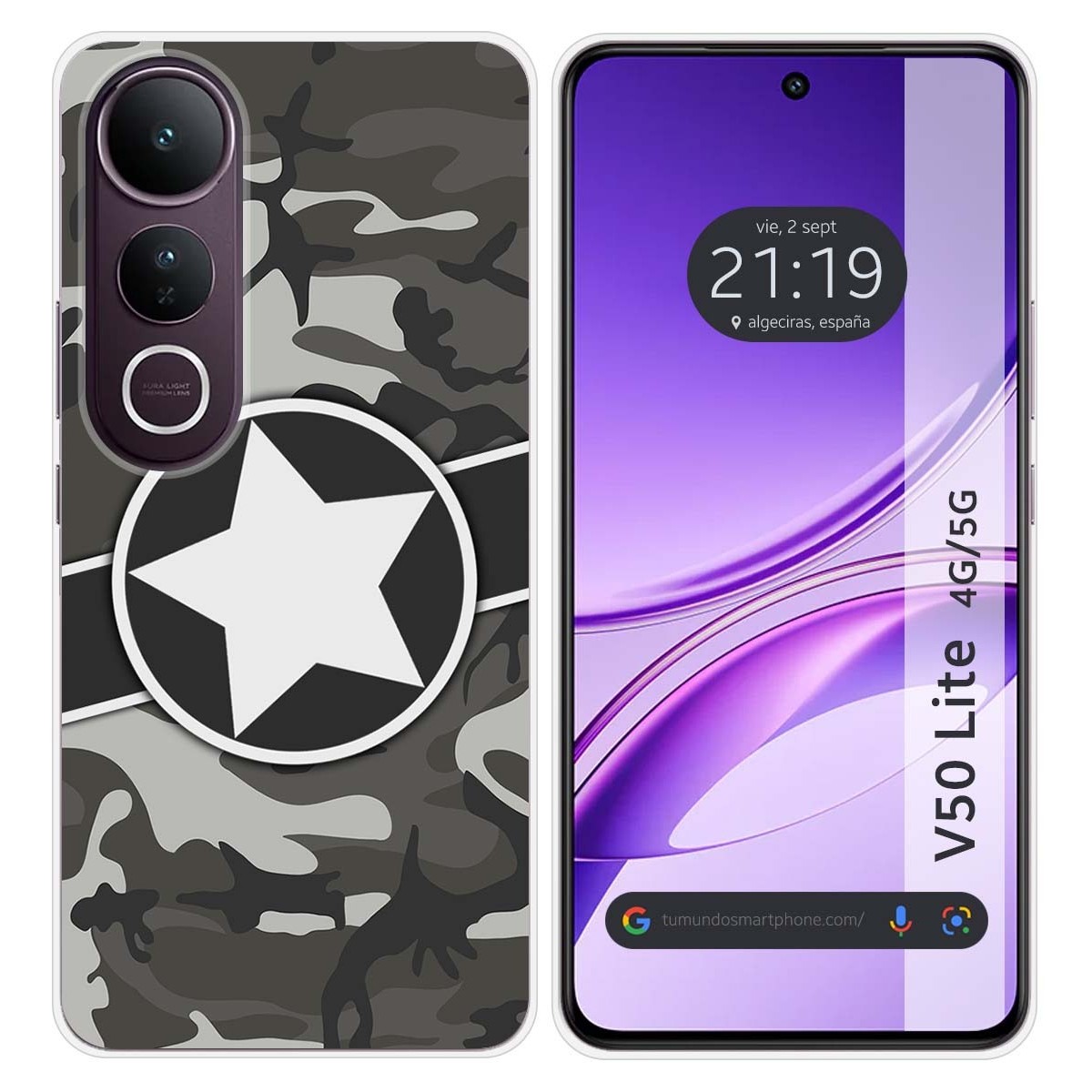 Funda Silicona para Vivo V50 Lite 4G / 5G diseño Camuflaje 02 Dibujos