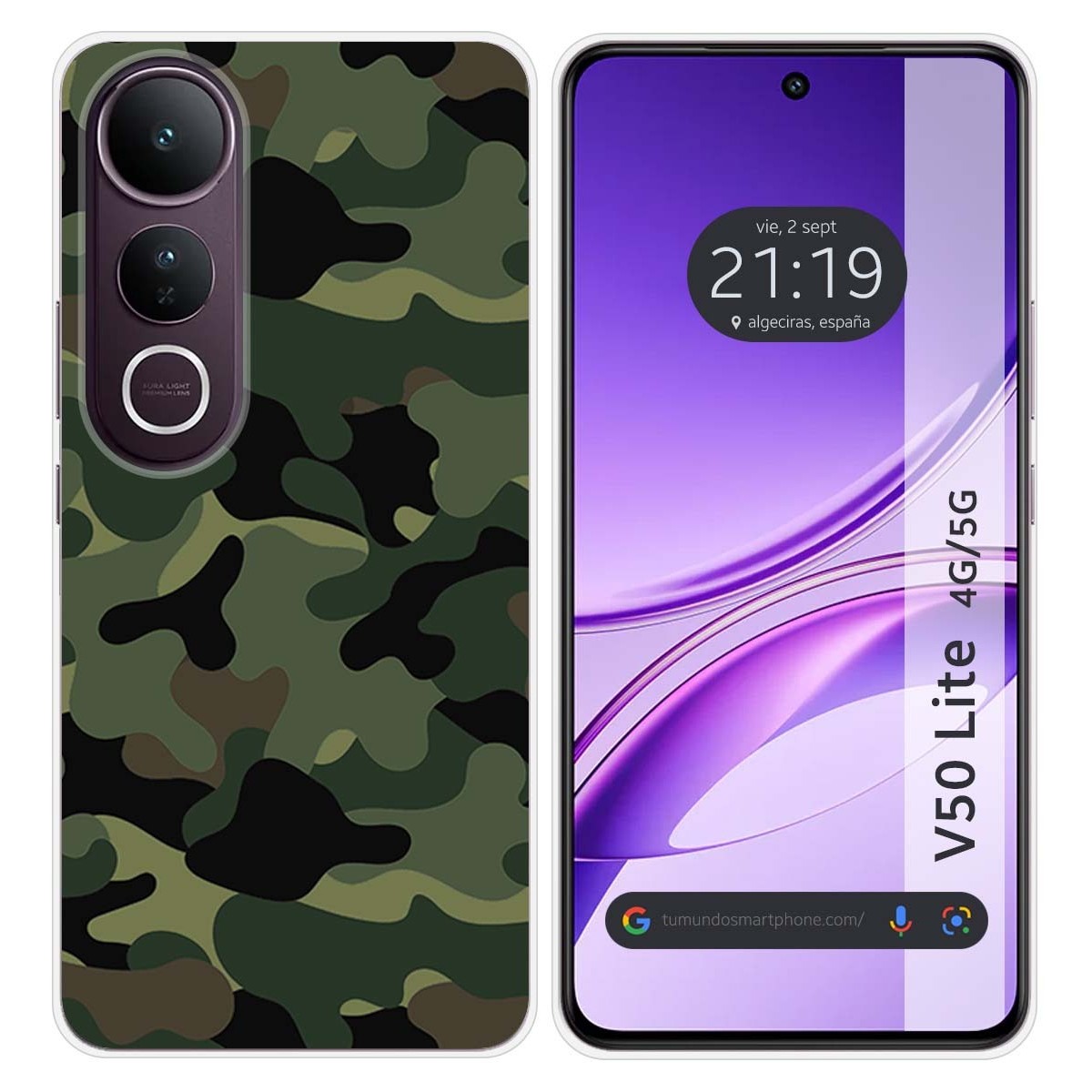 Funda Silicona para Vivo V50 Lite 4G / 5G diseño Camuflaje Dibujos
