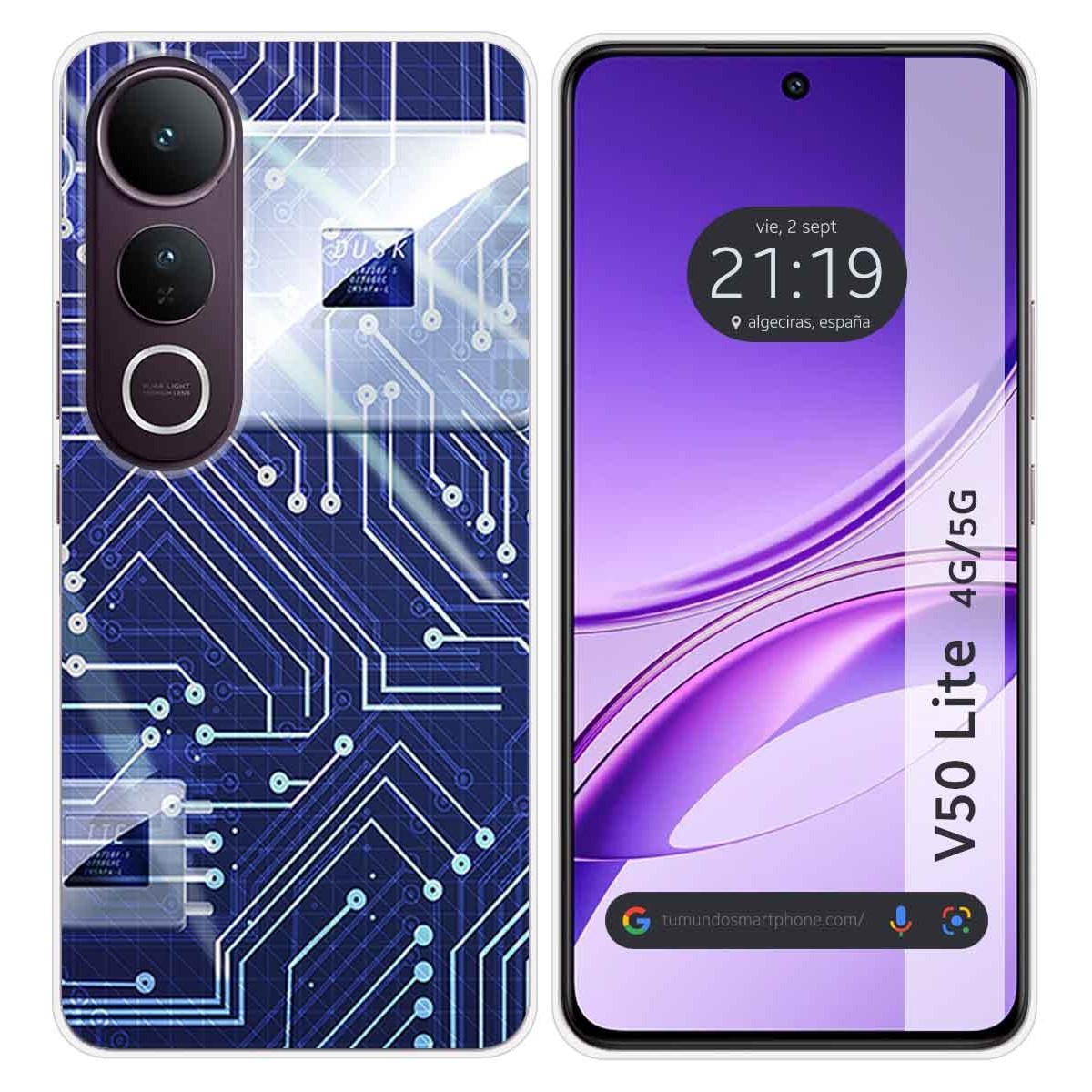 Funda Silicona para Vivo V50 Lite 4G / 5G diseño Circuito Dibujos