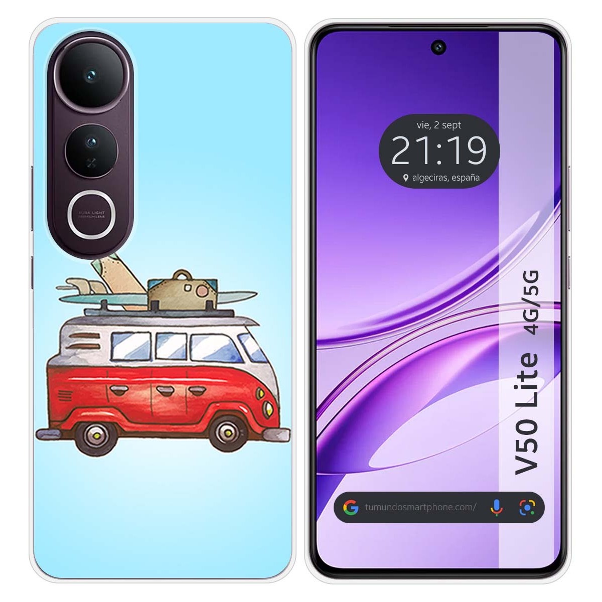 Funda Silicona para Vivo V50 Lite 4G / 5G diseño Furgoneta Dibujos