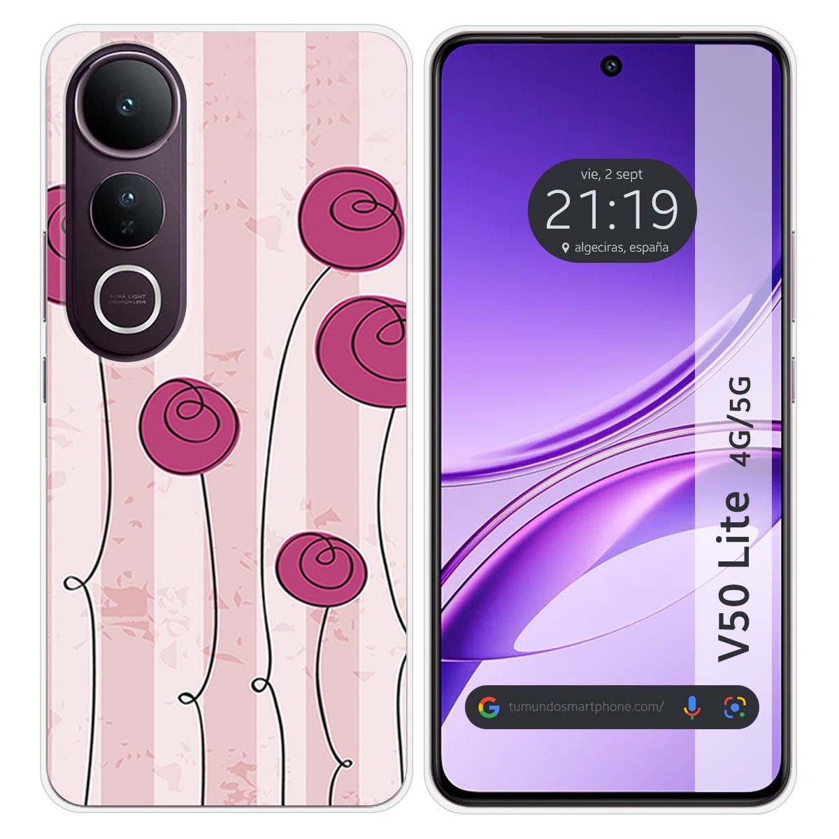 Funda Silicona para Vivo V50 Lite 4G / 5G diseño Flores Vintage Dibujos
